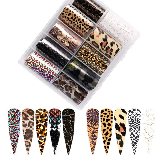 JUSTNAILS Transferfolien Box Leopard Set