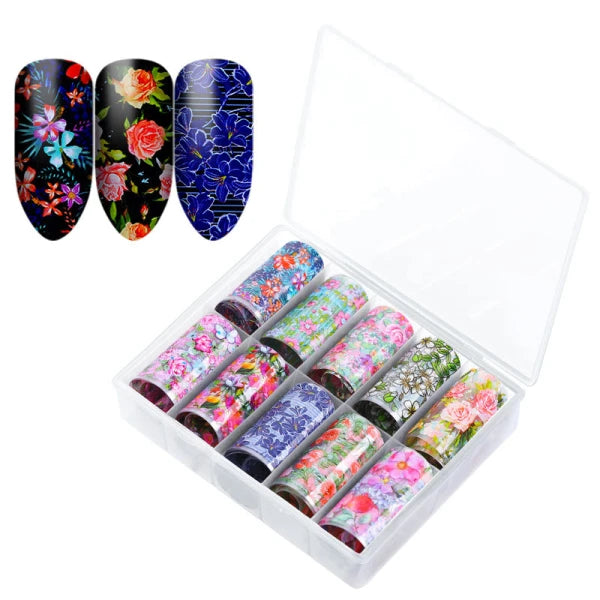 JUSTNAILS Transferfolien Box Flower Set